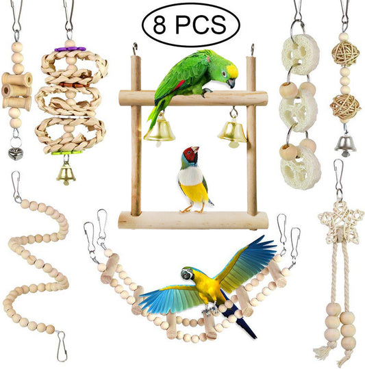 Papegaai Kauwspeelgoed Vogelspeelgoed Set Van 8